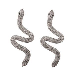Snake Earrings Rhinestone Fun Fashion Statement Si